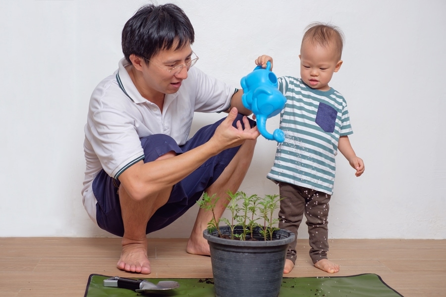 little boy and dad