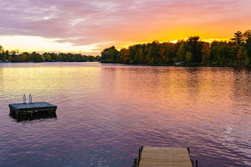 Sunset over a lake in Wisconsin.